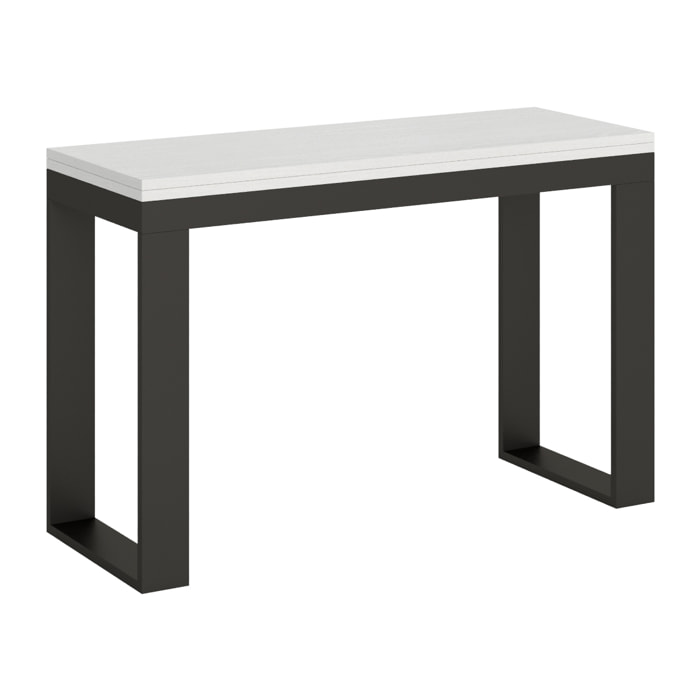 Mesa tipo libro 120/200x45/90 cm Tecno Double Fresno Blanco estructura Antracita