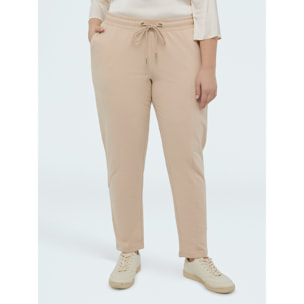 Fiorella Rubino - Pantaloni joggers in felpa con coulisse - Beige