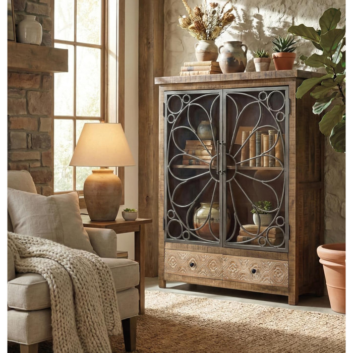 Vitrina de Madera de Mango 100 Cm Estilo Industrial Moderno