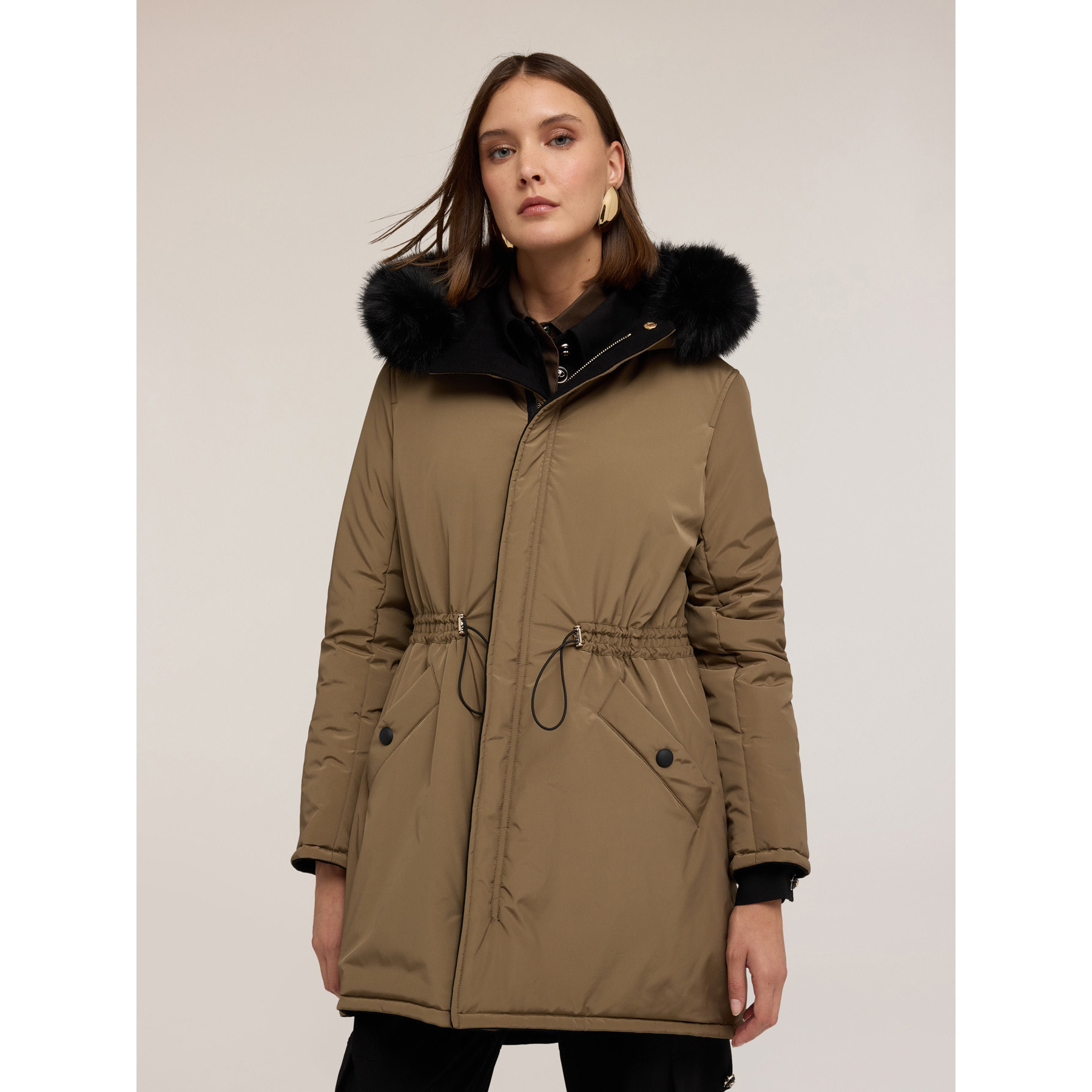 Motivi - Plumífero reversible con capucha y cremallera - Verde militare