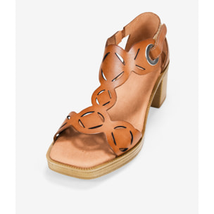 Sandalias de tacón cuero en piel con velcro