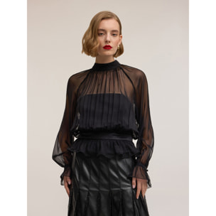 Motivi - Blusa in georgette con bustier Smart Couture - Nero