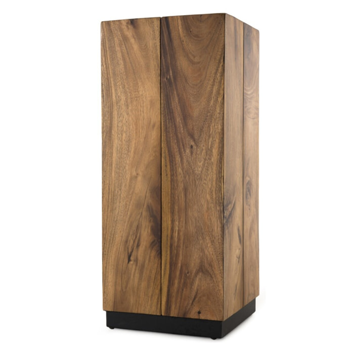 SAM - Table d'appoint carrée haute 38x38cm bois Suar piètement noir