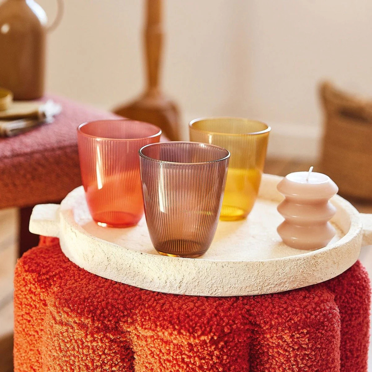 Bicchiere da acqua giallo 31cl Concepto Stripy Amber - Luminarc