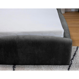 Carla - lit coffre - 140x200 cm - velours texturé - sommier inclus - Gris Anthracite