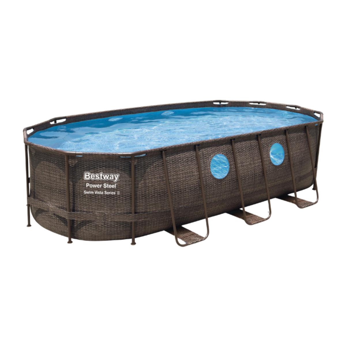 Bestway Piscine hors sol tubulaire ovale Bestway Power Steel Swim Vista 549 x 274 x 122 cm décor rotin