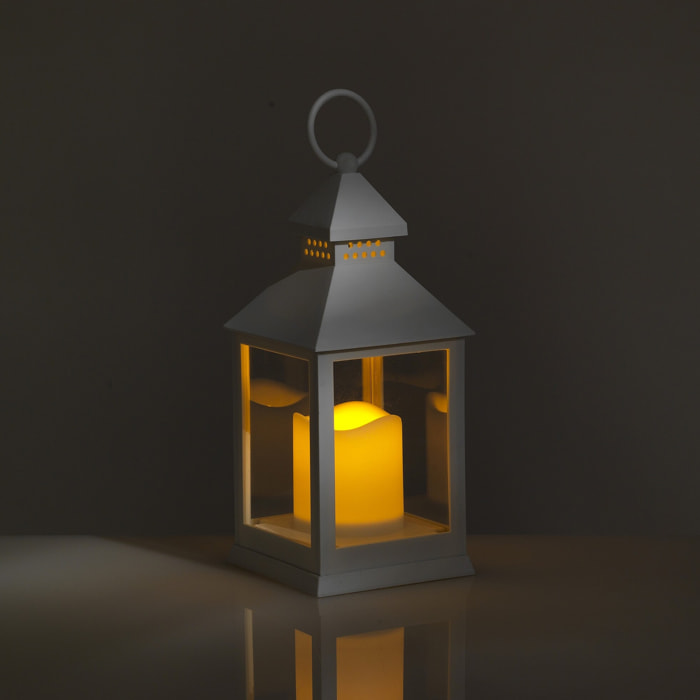Lampe décorative Tomasucci LANTERN 24, en plastique et verre, blanc, 10,5 × 10,5 × 24 cm