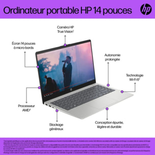 Ordinateur portable HP 14-em0042nf 14" AMD Ryzen 5 7520U 16 Go RAM DDR4 SSD 512 Go