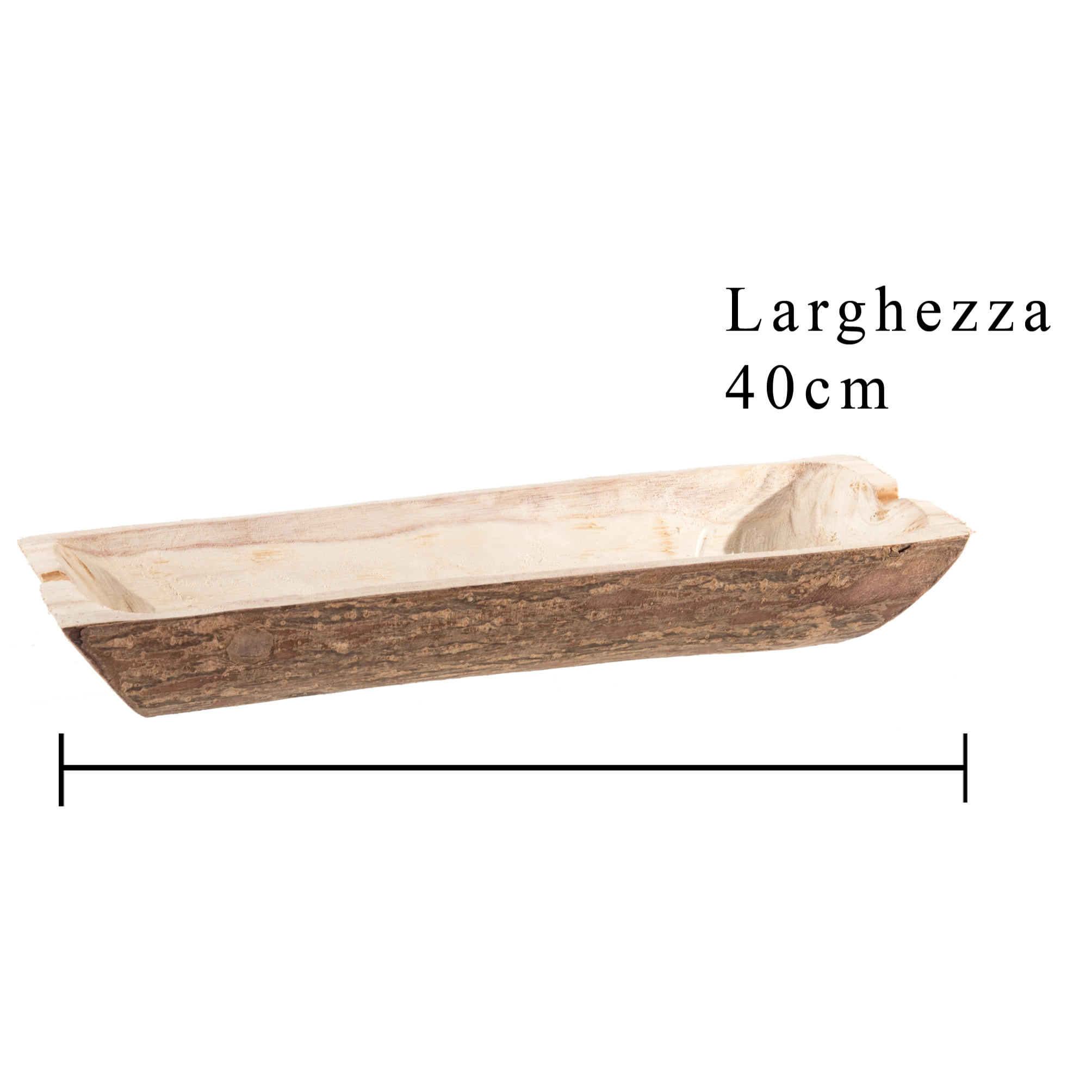 Ciotola In Legno. Larghezza 40 Cm - Pezzi 2 - 40X7X17cm - Colore: Bianco - Bianchi Dino - Articoli In Legno Cassette