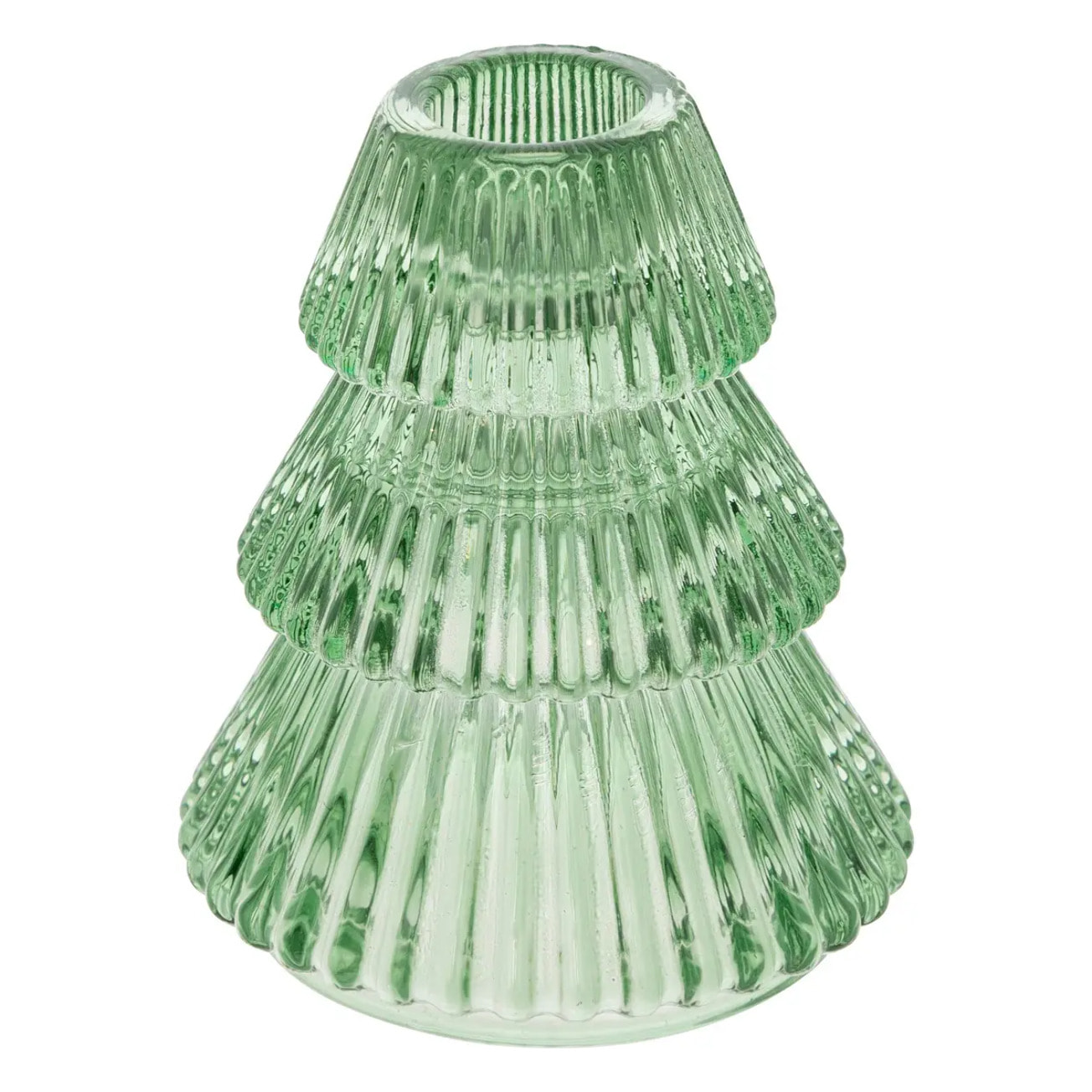 Photophore forme sapin H.10cm verre vert