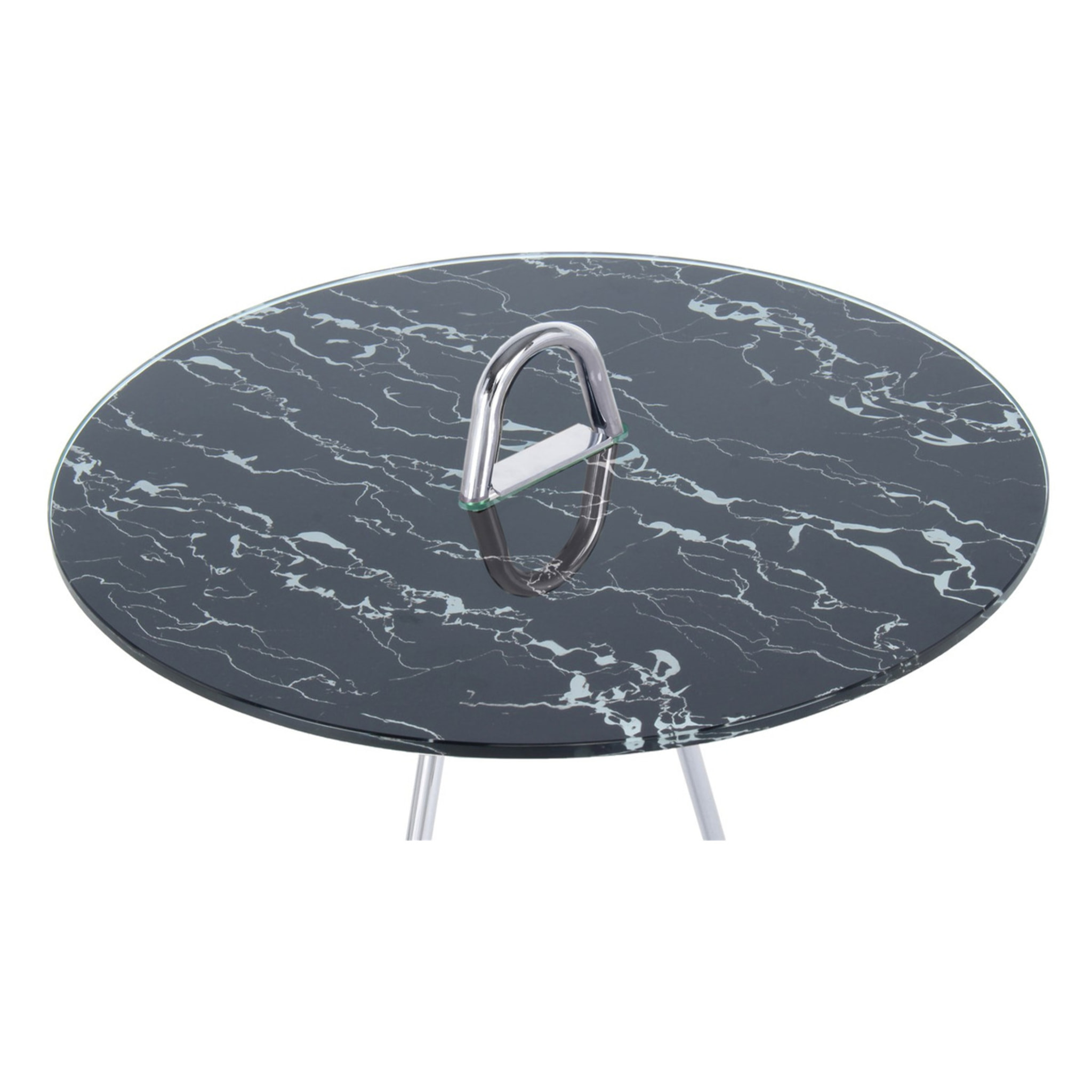 Tavolino di design Pendulum in vetro effetto marmo