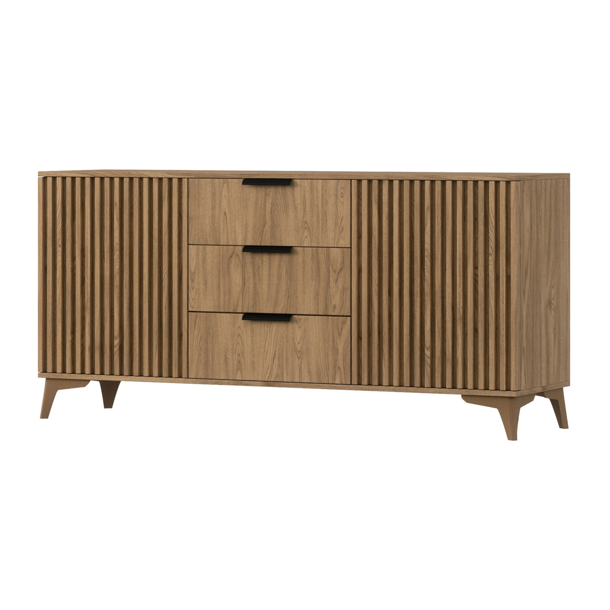 Portmore - buffet bas - effet bois - 3 tiroirs et 2 portes - 150 cm - Bois