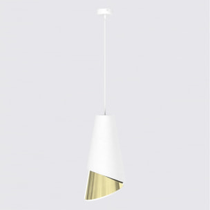 Lampada a sospensione MODA bianca con interno oro