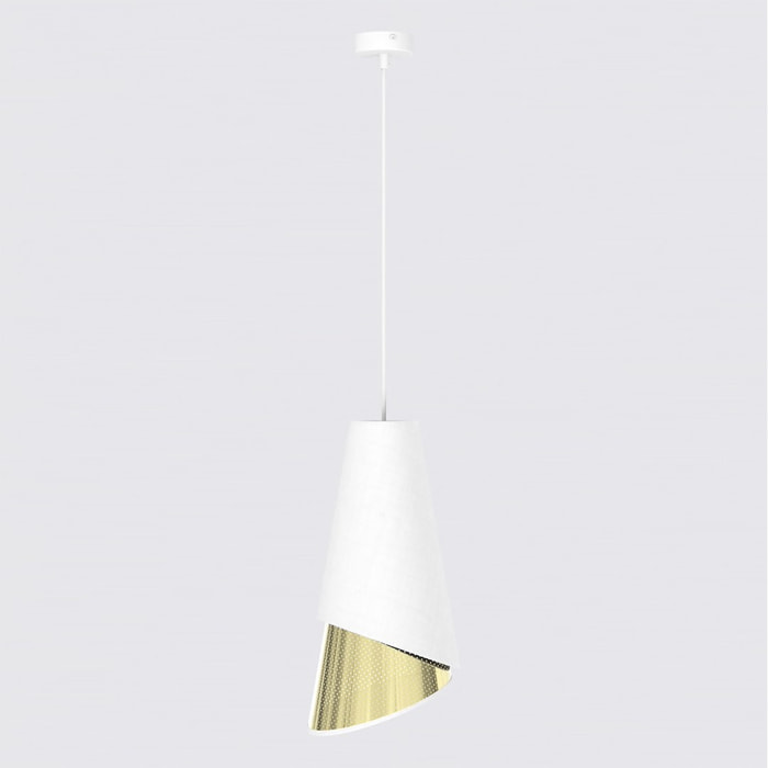Lampada a sospensione MODA bianca con interno oro