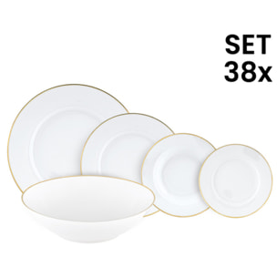 Servizio piatti Gold Chic da 38 pezzi con insalatiera e piatto da portata