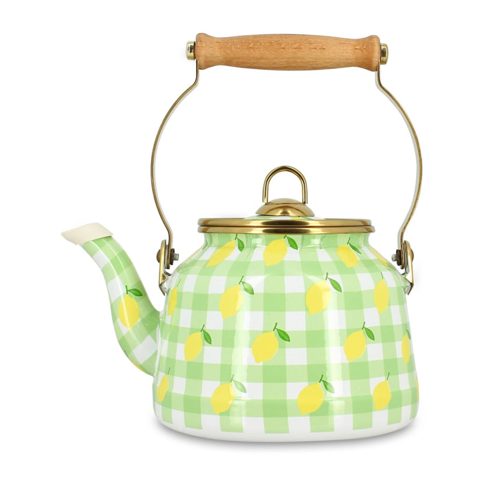 Bouilloire 2,5L en acier émaillé avec motif citron - tous feux VICHY