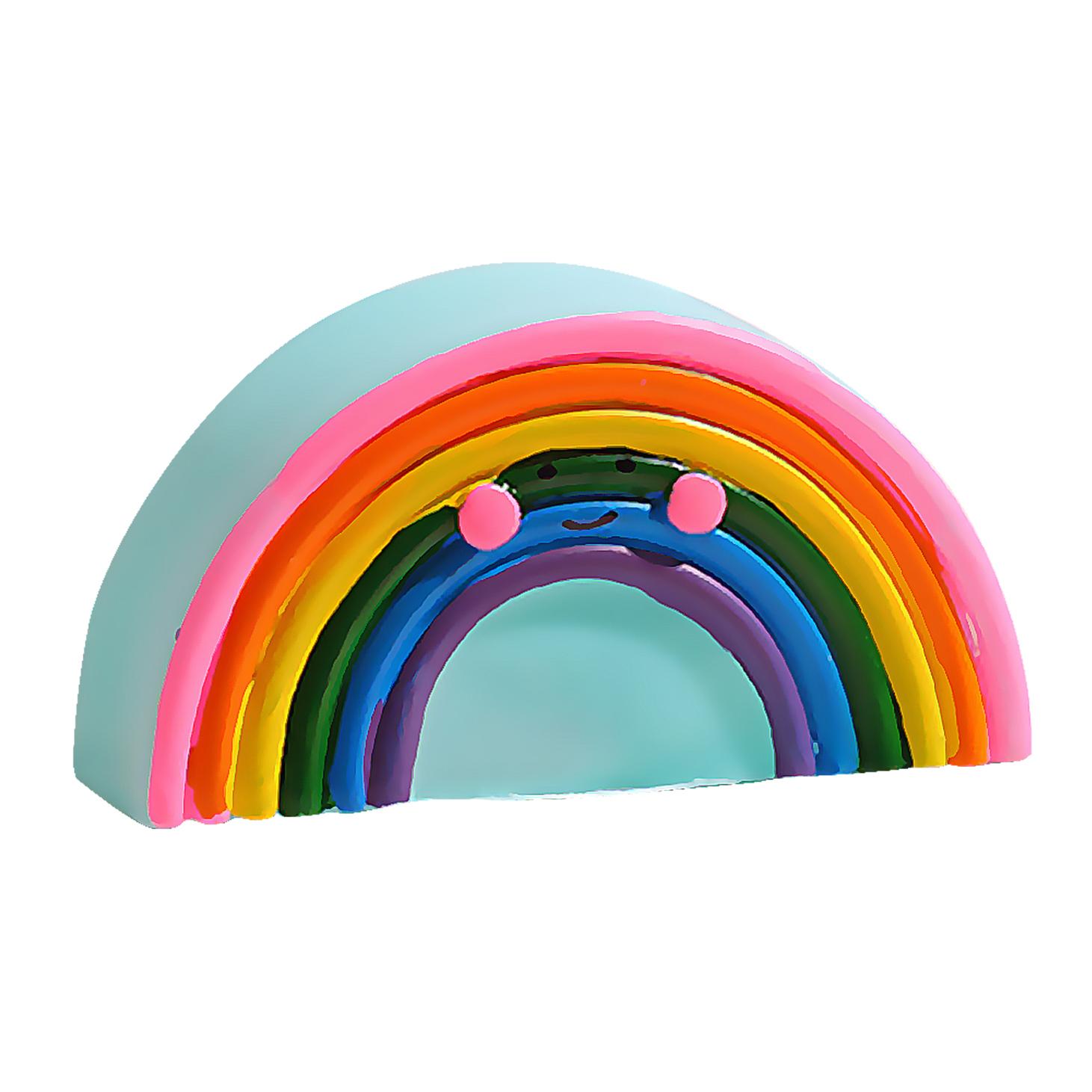 Luce notturna a led per bambini, gomma morbida. Spremere per accendere. Disegno arcobaleno.