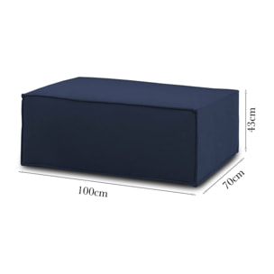 Pouf Antonella, Pouf da salotto, 100% Made in Italy, Poltroncina relax in tessuto imbottito, Cm 100x70h43, Blu