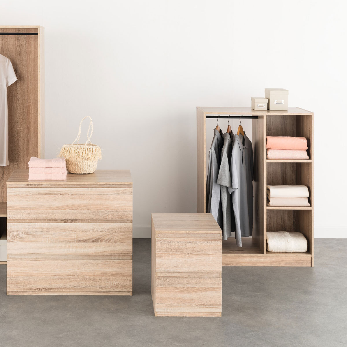 Armoire dressing penderie "Mix N' Modul" effet chêne naturel