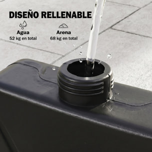 Outsunny Base para Sombrilla de 4 Piezas Soporte para Parasol Rellenable con Arena 68 kg o Agua 52 L para Jardín Patio Terraza Negro