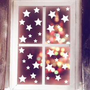 50 Stickers électrostatiques étoiles - Autocollants adhésifs fenêtres noël - décoration fêtes