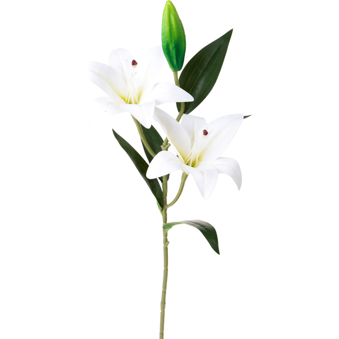 Lilium X2 66 Cm - Pezzi 6 - 18X66X14cm - Colore: Bianco - Bianchi Dino - Fiori Artificiali