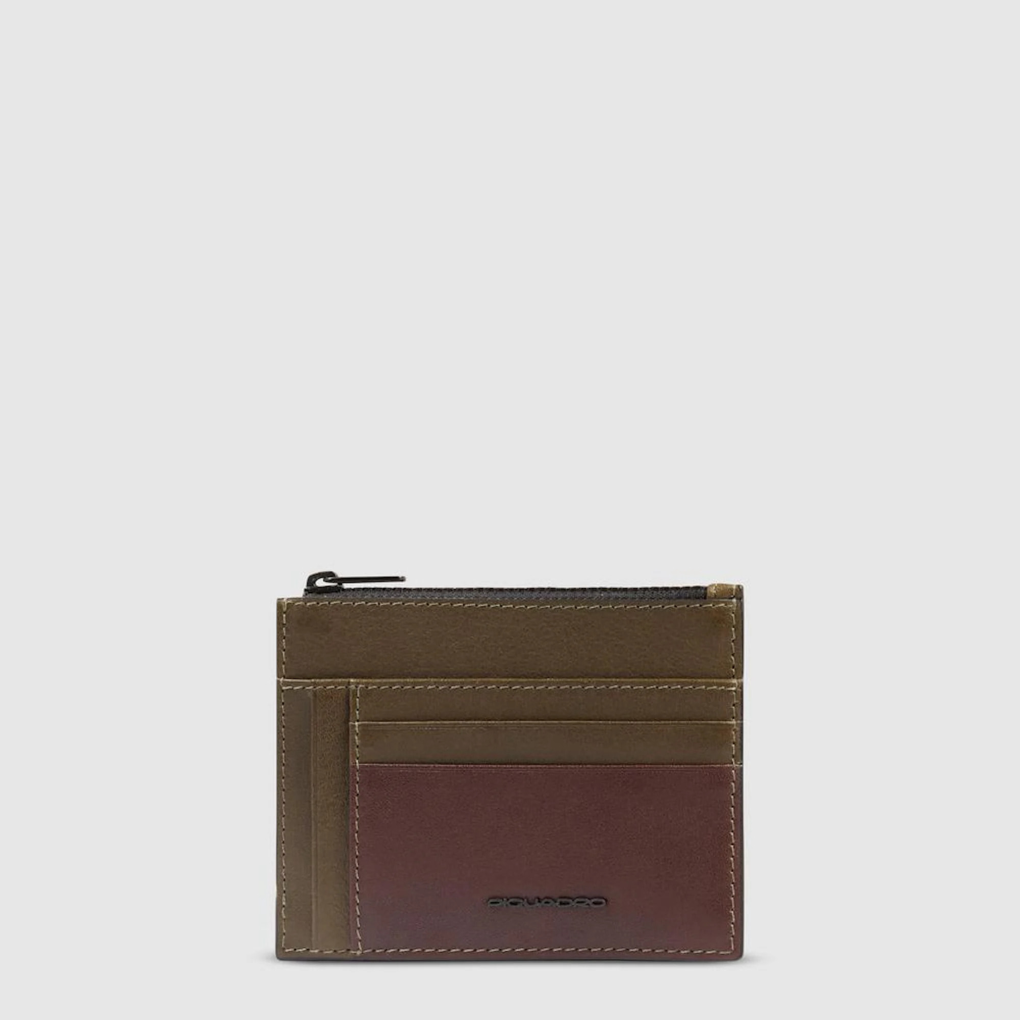 Piquadro Portacarte di credito in pelle con portamonete, schermato con protezione RFID