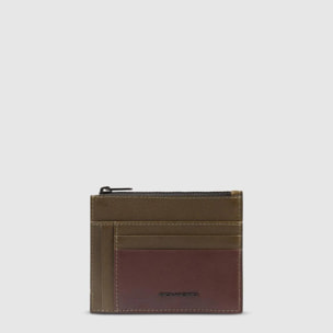 Piquadro Portacarte di credito in pelle con portamonete, schermato con protezione RFID