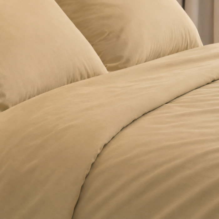 SARTORIALE Completo letto Elegance Tinta Unita in Percalle_Singolo_Sabbia