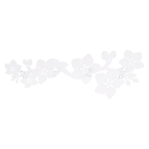 Appendino in metallo da 4 posti, fiori bianco cm60x20,5x4