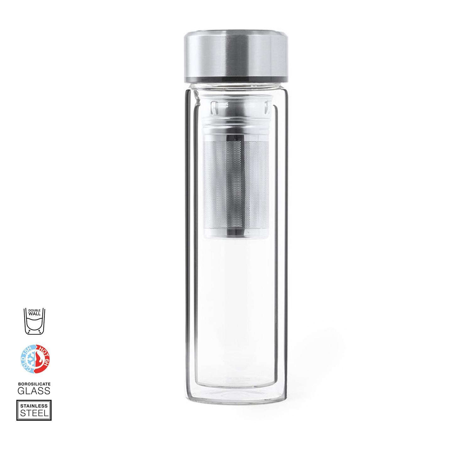 Thermos Bekins a doppia parete di alta qualità con una capacità di 390 ml, con misuratore di temperatura tattile integrato nel tappo.