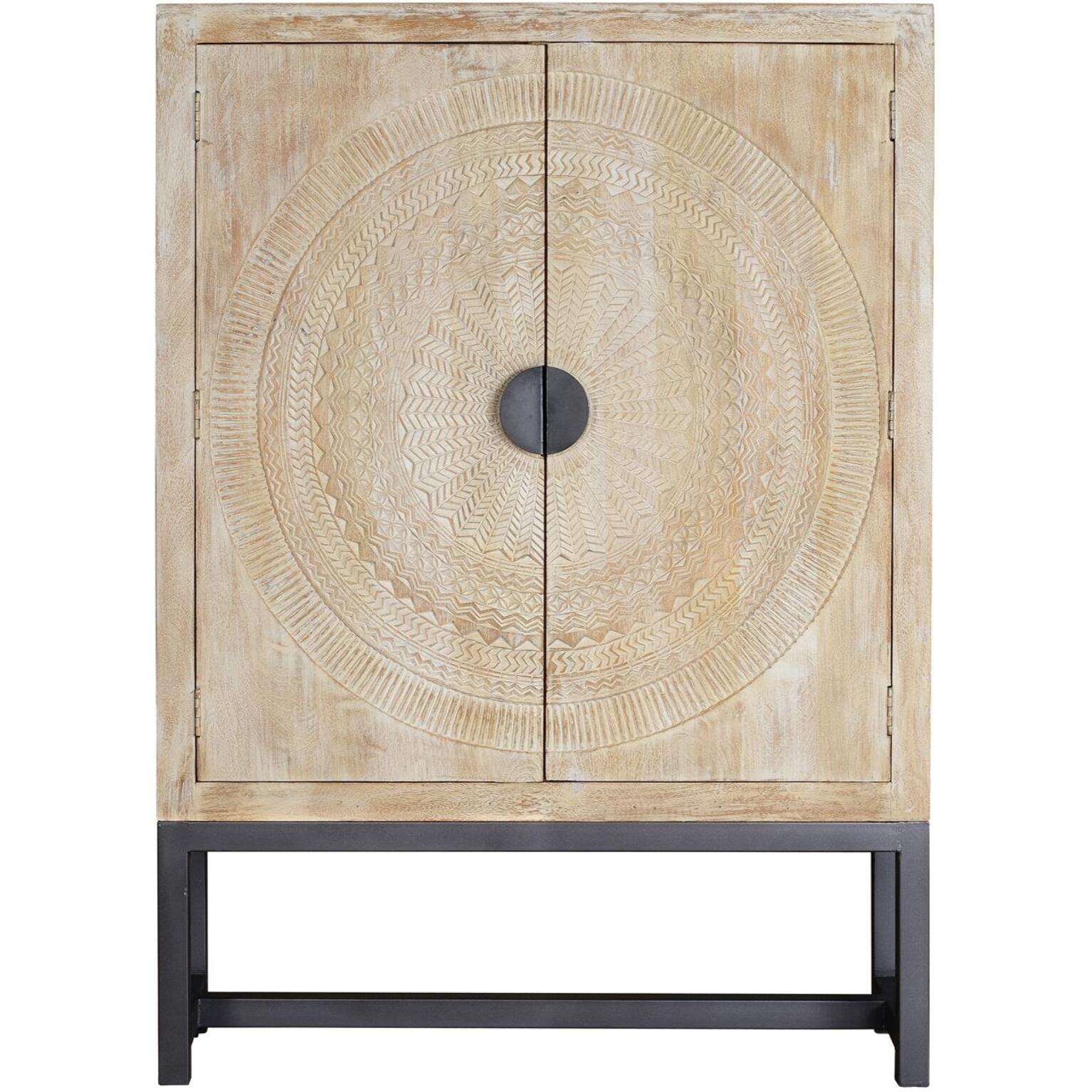 Aparador alto - madera de mango y base de metal - 176x124x42cm