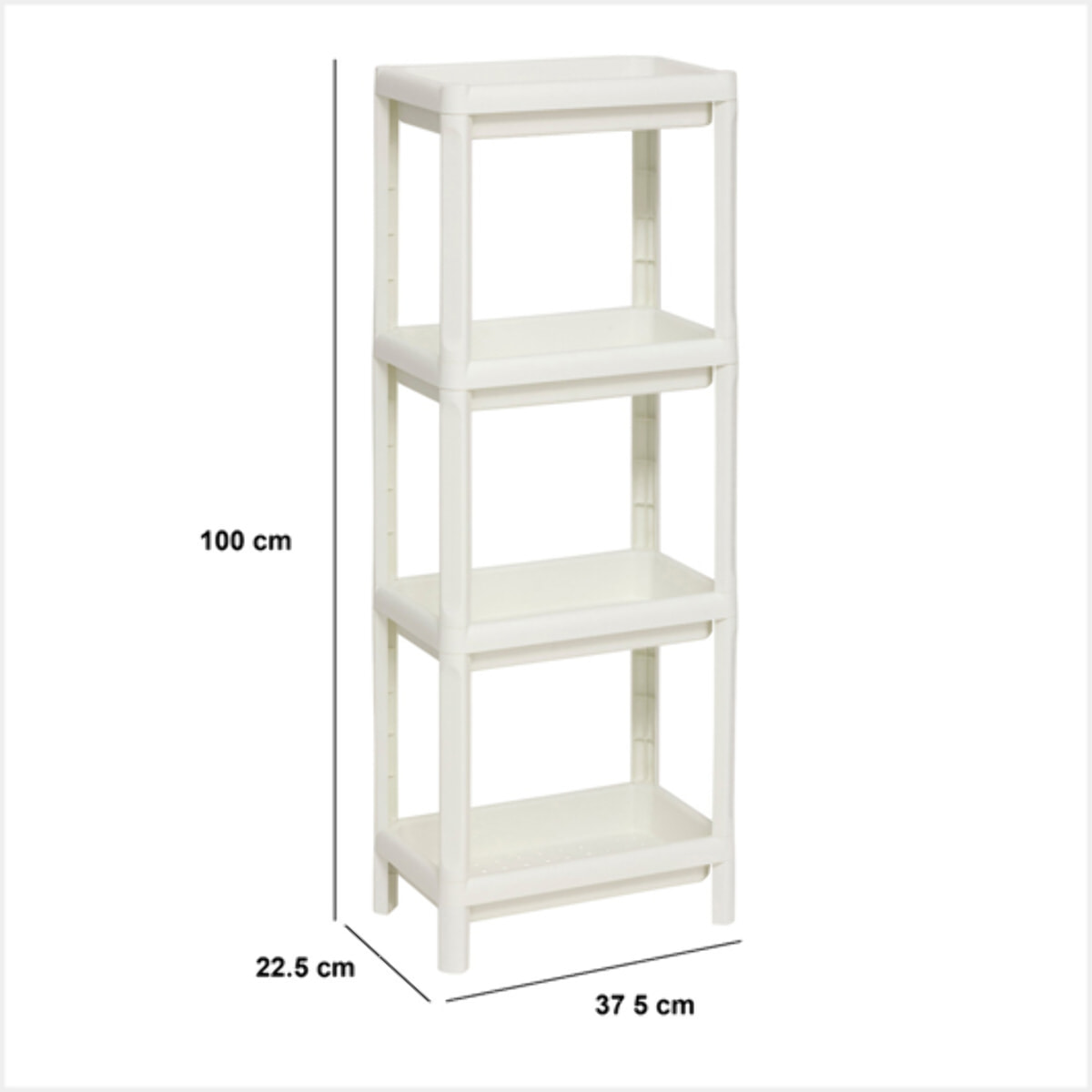 Étagère 4 niveaux en plastique blanc