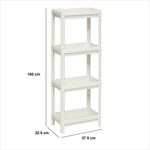 Étagère 4 niveaux en plastique blanc