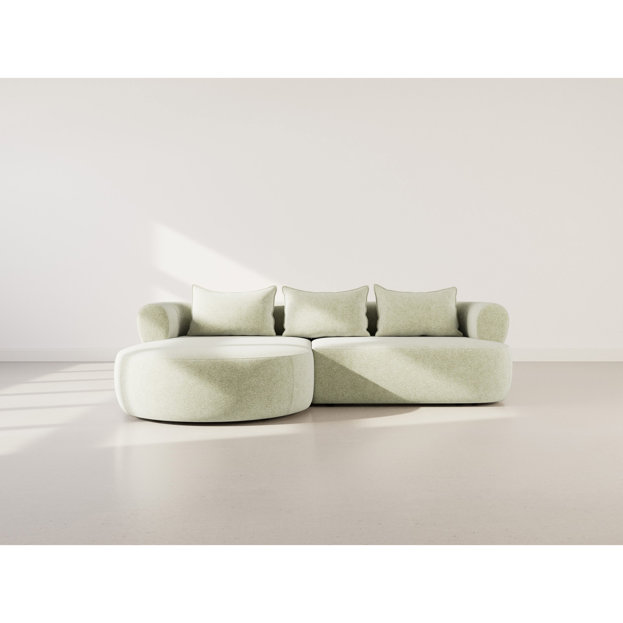 Angela - canapé d'angle gauche 4 places en velours texturé - Vert sauge