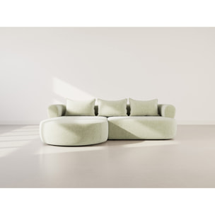 Angela - canapé d'angle gauche 4 places en velours texturé - Vert sauge