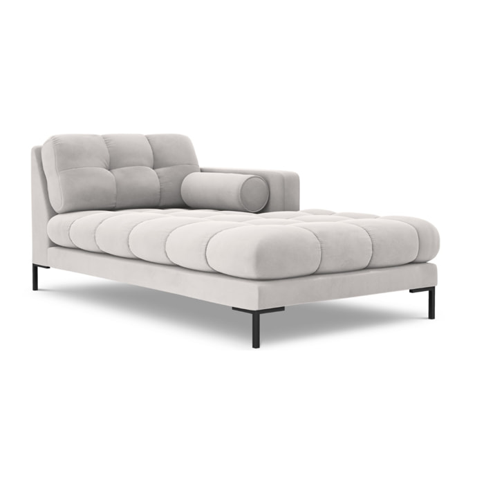 Méridienne droite "Bali" en velours argent
