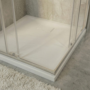 PixL 90x90 cm receveur de douche carré à poser BMC avec surface effet pierre, blanc (CERAPX9090W)