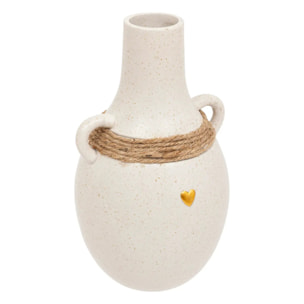 Vase corde "The floral" H22cm blanc