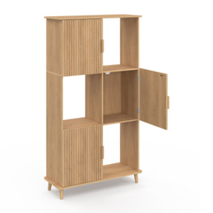 Etagère bibliothèque Albane 6 niches effet lattes 143cm