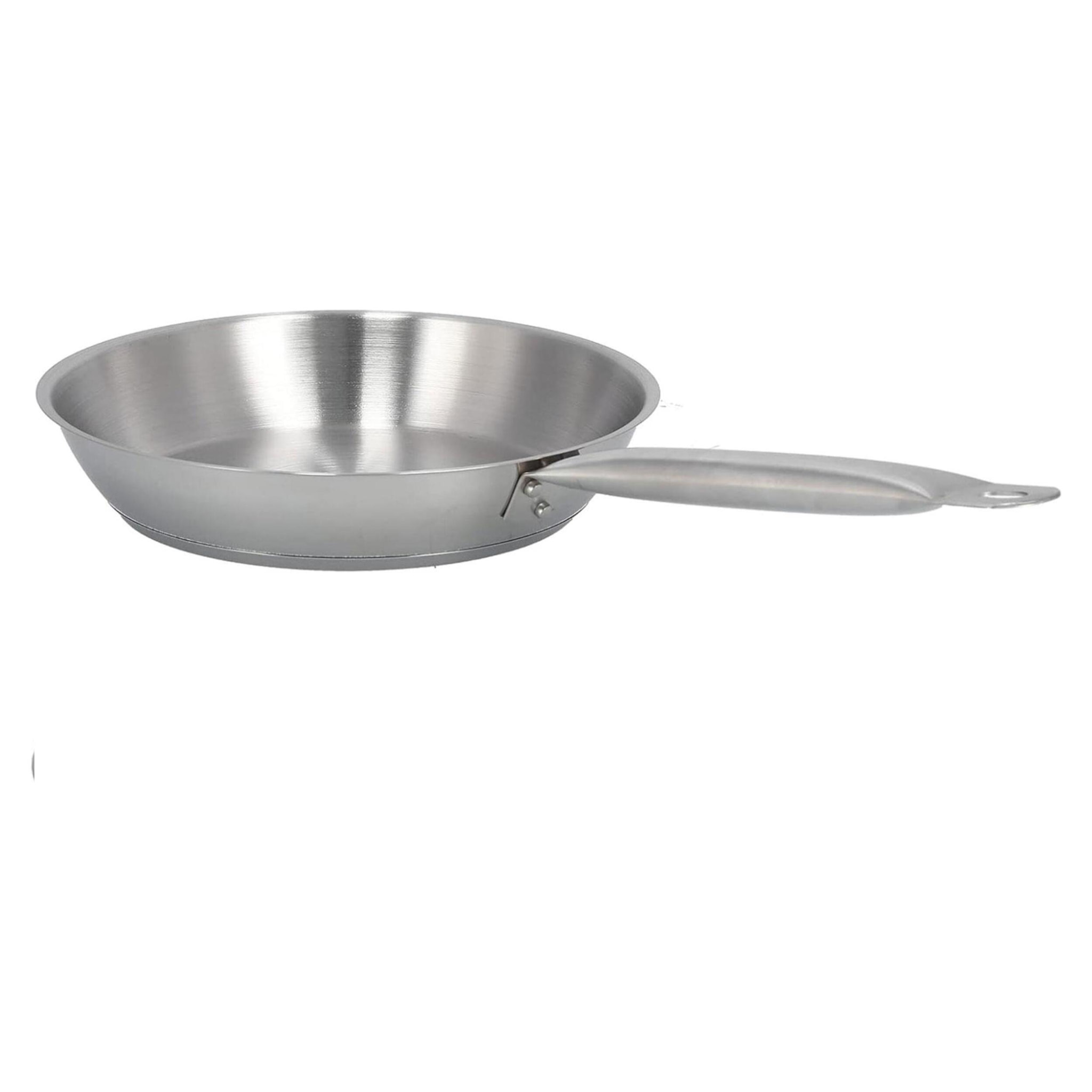 sartén en acero inoxidable, apta para inducción y sin antiadherente