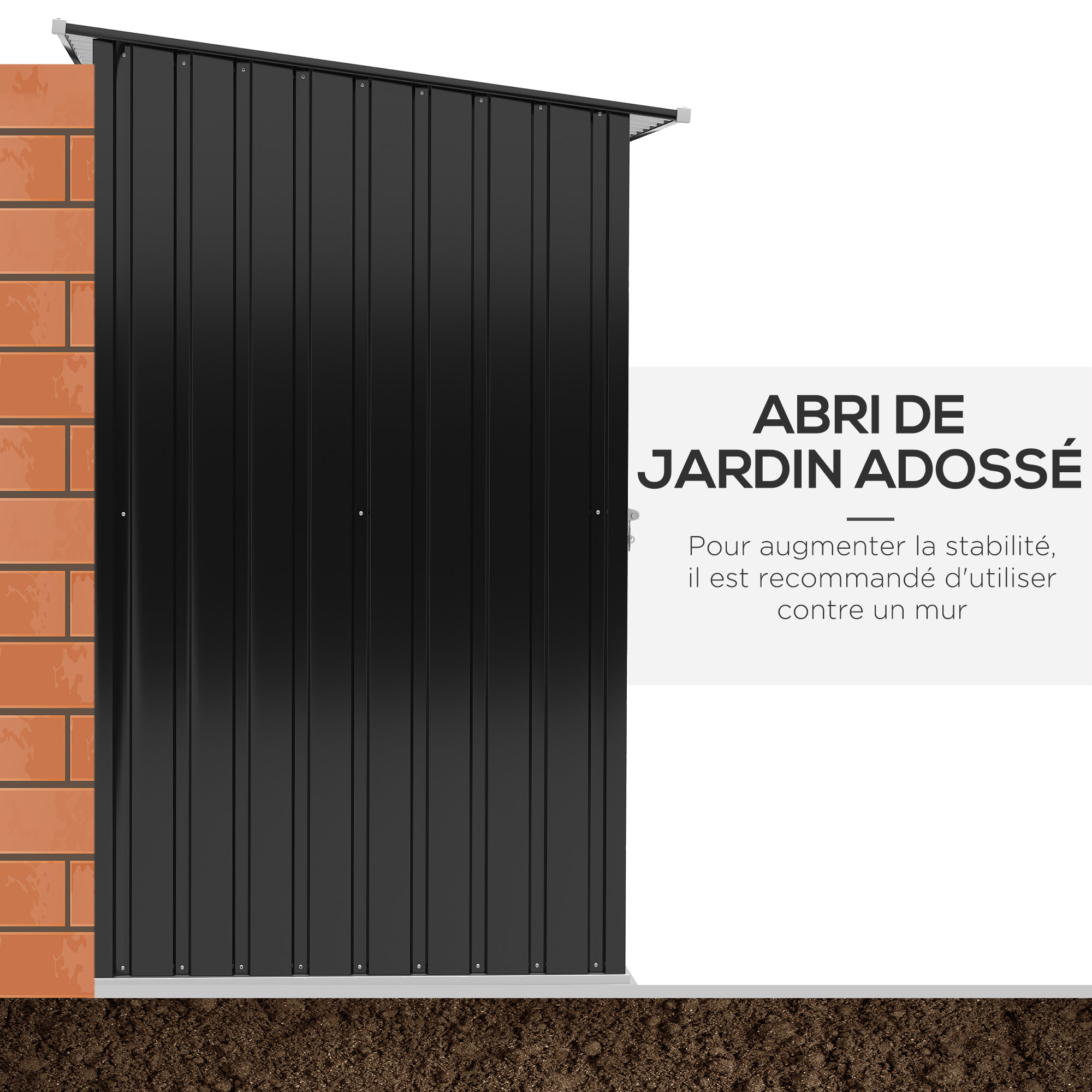 Abri de jardin - remise pour outils - cabanon porte verrouillable - dim. 1L x 1,03l x 1,6H m - tôle d'acier ondulée anthracite