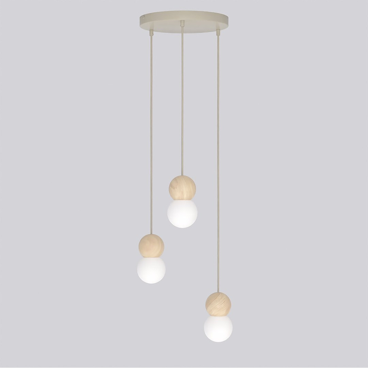 Lampada a sospensione LOOP in acciaio moka e legno naturale