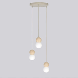 Lampada a sospensione LOOP in acciaio moka e legno naturale