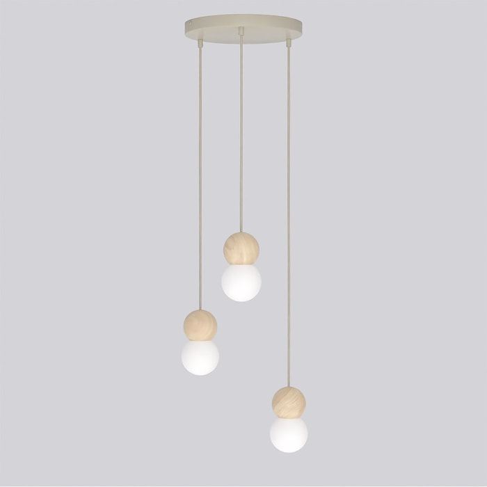 Lampada a sospensione LOOP in acciaio moka e legno naturale
