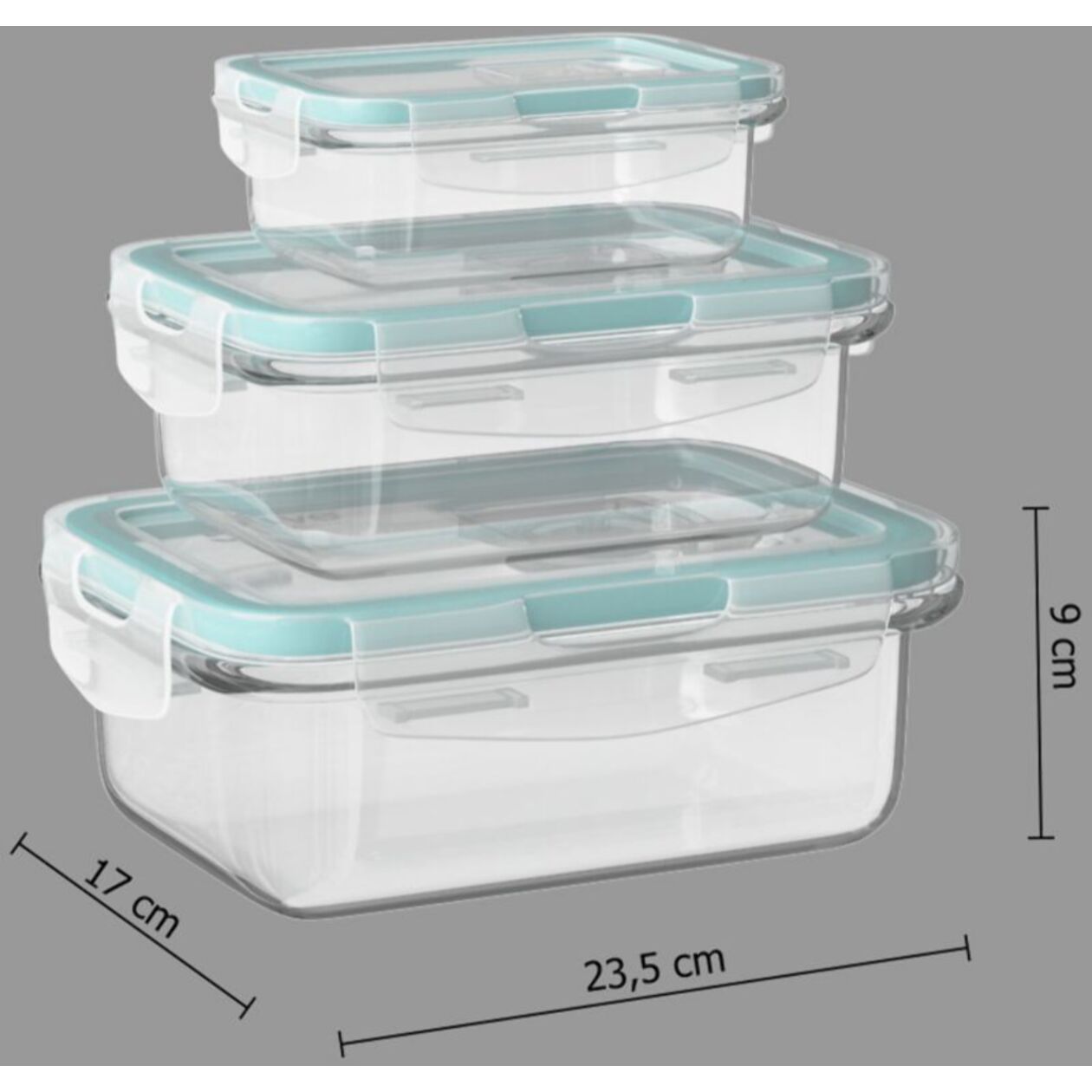 Boîte hermétique FIVE 3 pcs en verre Clipeat