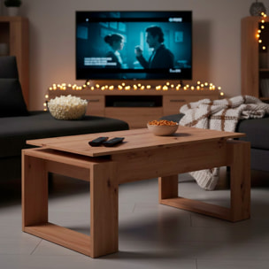 Tavolino Rialzabile Da Caffè Con Piano Sollevabile Tavolo Da Soggiorno Pranzo Moderno Salvaspazio Ideale per Mangiare Lavorare 105 x 55 x 45 cm Rovere