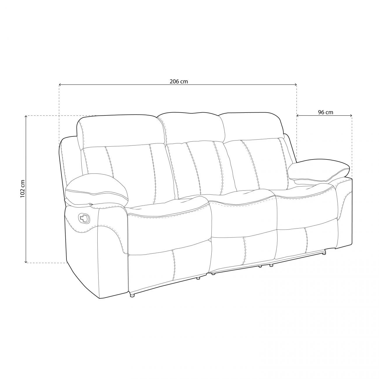 Sofá relax 3 plazas Nellie Cemento