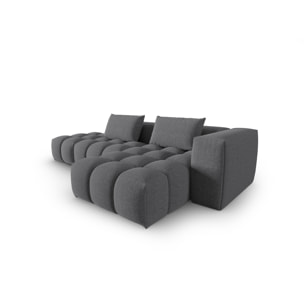 Canapé d'angle droit modulable "Lorella" 4 places en tissu structurel gris