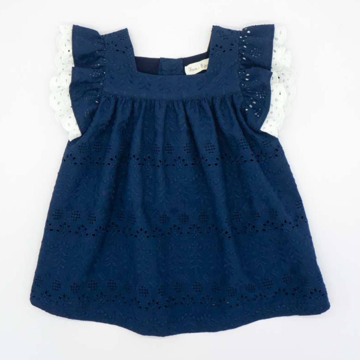 VESTIDO CON VOLANTES BORDADO AZUL